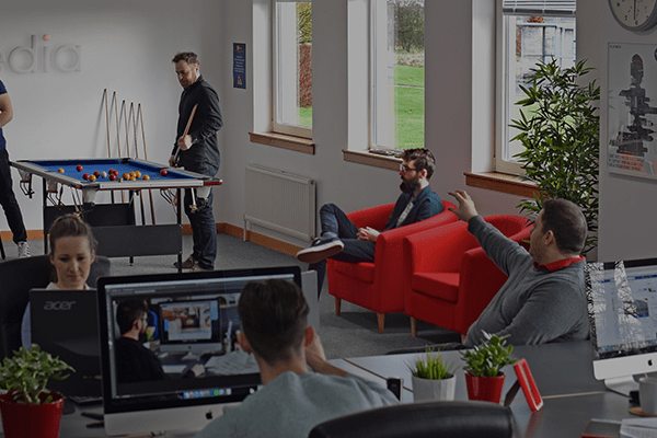 Whitespacepw: Turns 3 blog post cover with a red and purple gradient background and Whitespacepw logo, with Whitespacepw studio shot in background