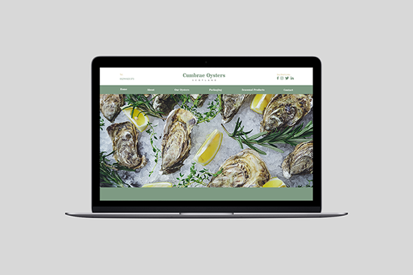 Apple MacBook with Cumbrae Oysters on the screen